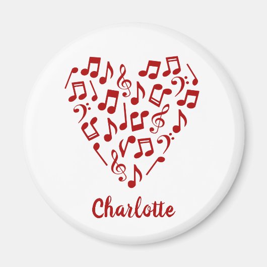Liebe Music Heart of Red Musiknotens with Name Magnet (Vorne)