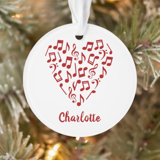 Liebe Music Heart of Red Musiknotens with Name Ornament (Baum)