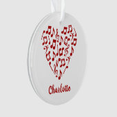 Liebe Music Heart of Red Musiknotens with Name Ornament (Vorderseite)