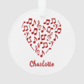 Liebe Music Heart of Red Musiknotens with Name Ornament (Rückseite)