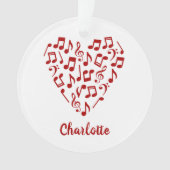 Liebe Music Heart of Red Musiknotens with Name Ornament (Vorderseite)