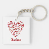 Liebe Music Heart of Red Musiknotens with Name Schlüsselanhänger (Rückseite)