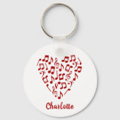 Liebe Music Heart of Red Musiknotens with Name Schlüsselanhänger (Rückseite)