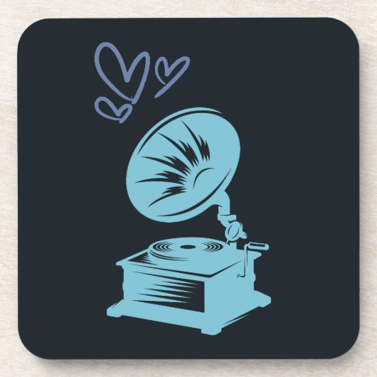 Liebe Music Old School Gramophon Getränkeuntersetzer (Vorderseite)