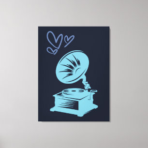 Liebe Music Old School Gramophon Leinwanddruck