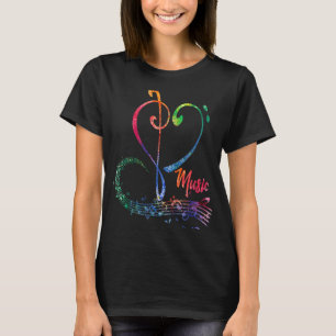 Liebe Music Treble und Bass Clef Herz T-Shirt
