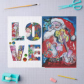 LIEBE MUSICAL XMAS PARTY SANTA CLAUS VIOLIN PLAYER SEIDENPAPIER (Basteln)