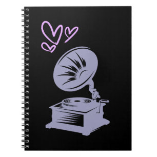 Liebe Musik Alte Schule Grammophon Notizblock