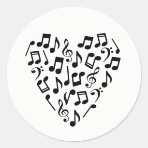 Liebe Musik Herz der Musik Noten Runder Aufkleber