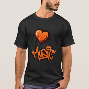 Liebe Musik Herz Graffiti-Tag-Kunststraße Vokal Gi T-Shirt