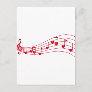 Liebe, musikalische Noten mit Herzen Postkarte