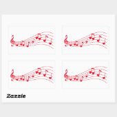 Liebe, musikalische Noten mit Herzen Rechteckiger Aufkleber (Blatt)