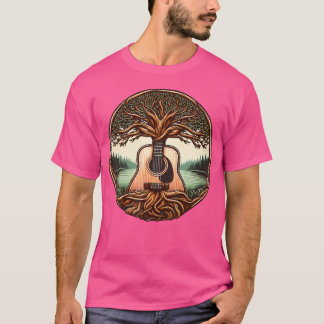 Liebe Musiker Acoustic Gitarre Tree Gitarrenspiele T-Shirt