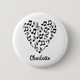 Liebe Musikherz Musiknoten mit Namen Button
