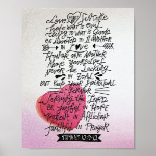 Liebe muss aufrichtig sein Bibelvers zum Valentins Poster
