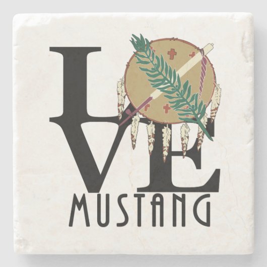 LIEBE Mustang Oklahoma Steinuntersetzer (Vorderseite)
