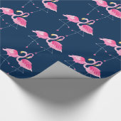 Liebe-Muster für Navy und rosa Flamingos Geschenkpapier (Ecke)