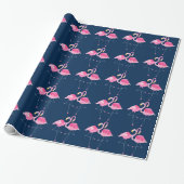 Liebe-Muster für Navy und rosa Flamingos Geschenkpapier (Ungerollt)