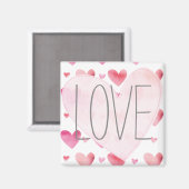 Liebe-Muster für rosa Wasserfarben Magnet (Vorderseite/Rückseite)