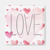Liebe-Muster für rosa Wasserfarben Magnet (Vorne)