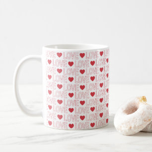 Liebe Muster Kaffeepause Tasse - Rote Kontur