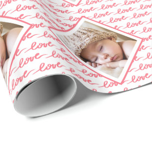 Liebe Muster mit Foto Rosa Valentinstag Geschenkpapier