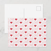 Liebe Muster Postkarte - Rote Kontur (Vorne/Hinten)