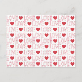 Liebe Muster Postkarte - Rote Kontur