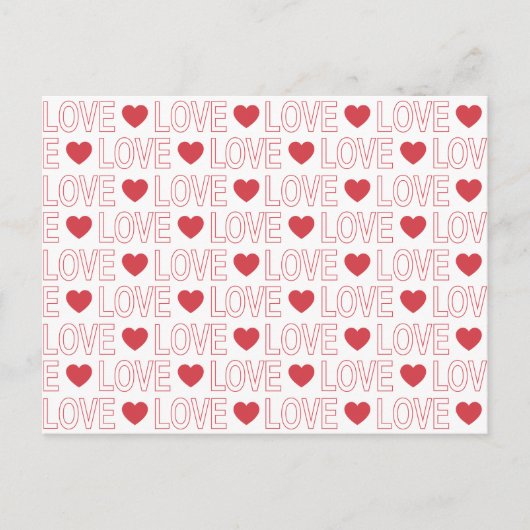 Liebe Muster Postkarte - Rote Kontur (Vorderseite)