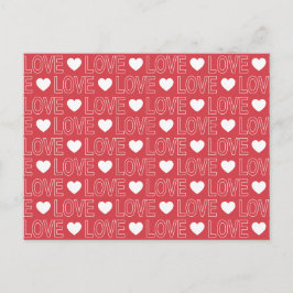 Liebe Muster Postkarte - Weiße Kontur