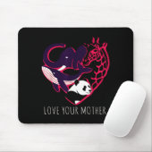 Liebe Mutter Erde Herz gefährdete Tiere Grafik Mousepad (Mit Mouse)