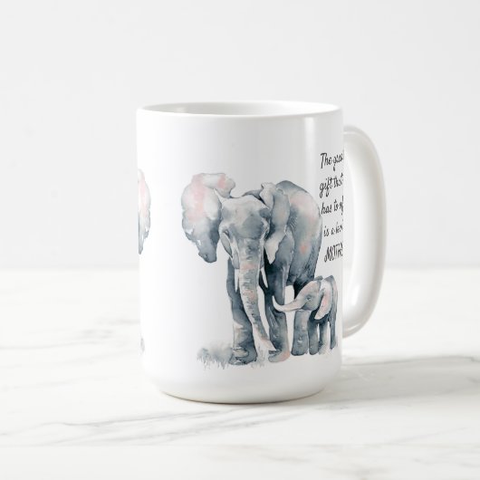 Liebe Mutter Zitat Elefant & Kind Tasse (VorderseiteRechts)