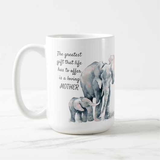 Liebe Mutter Zitat Elefant & Kind Tasse (Links)