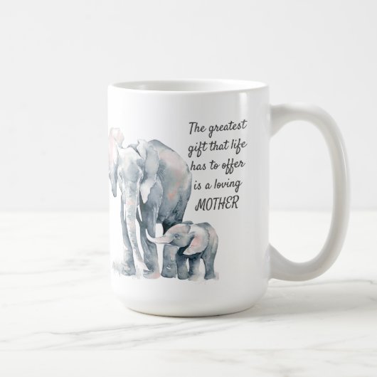 Liebe Mutter Zitat Elefant & Kind Tasse (Rechts)