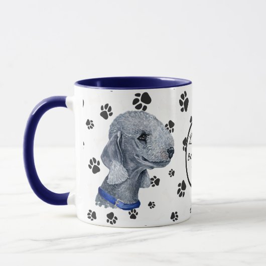 Liebe My Bedlington Terrier Dog Pawprint Tasse (Links)