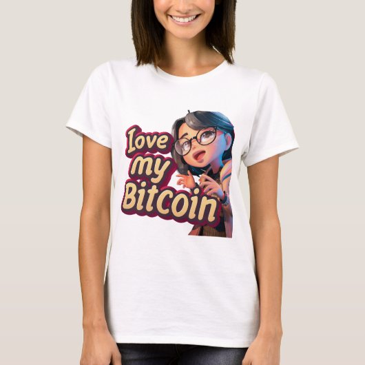 Liebe My Bitcoin Cartoon T-Shirt (Vorderseite)