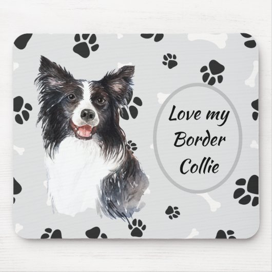 Liebe My Border Collie Dog Pawprint Mousepad (Vorne)