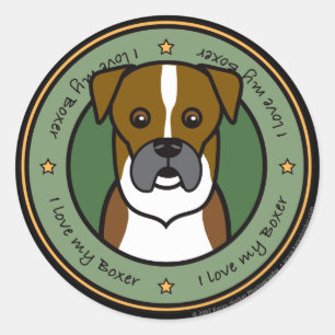 Liebe My Boxer Runder Aufkleber
