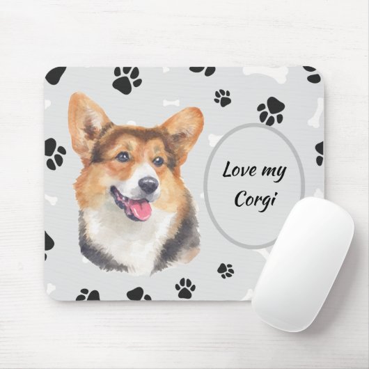 Liebe My Cardigan Welsh Corgi Dog Pawprint Mousepad (Mit Mouse)