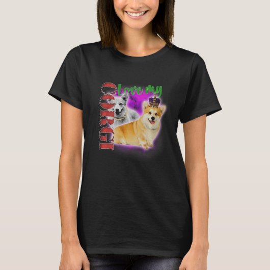 Liebe My Corgi 90er Style Street Design T-Shirt (Vorderseite)