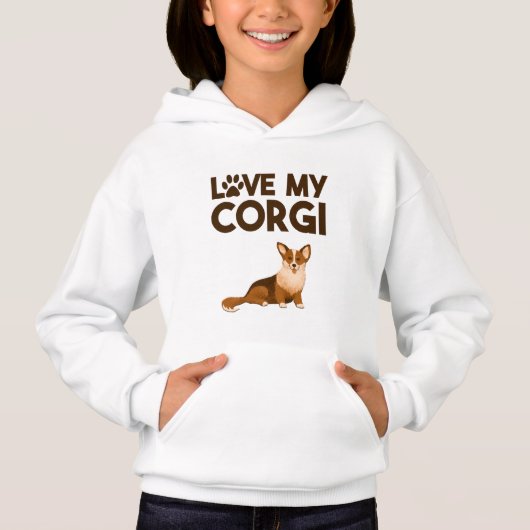 LIEBE MY CORGI mit Hunde-Illustration Hoodie (Vorderseite)