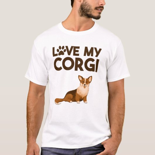 LIEBE MY CORGI mit Hunde-Illustration T-Shirt (Vorderseite)