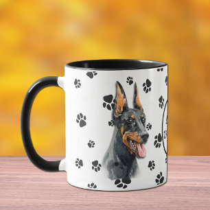 Liebe My Doberman Pinscher Dog Pawprint Tasse