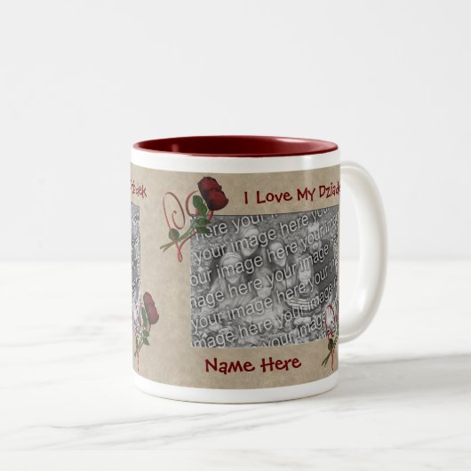 Liebe My Dziadek Rose Polnischer Großvater Zweifarbige Tasse (VorderseiteRechts)