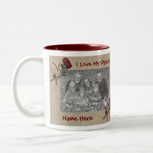 Liebe My Dziadek Rose Polnischer Großvater Zweifarbige Tasse (Links)