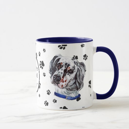 Liebe My English Setter Dog Pawprint Tasse (Rechts)