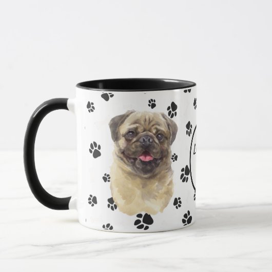Liebe My Fawn Mops Dog Pawprint Tasse (Links)