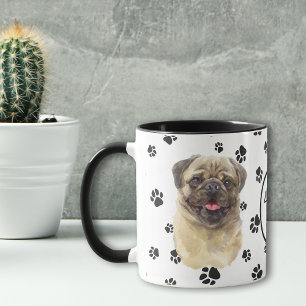 Liebe My Fawn Mops Dog Pawprint Tasse