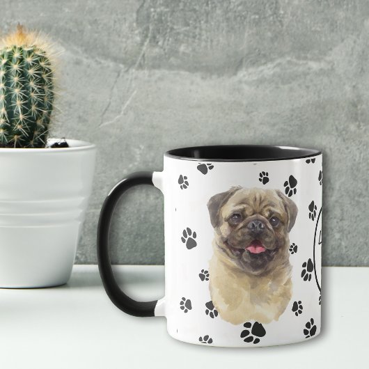 Liebe My Fawn Mops Dog Pawprint Tasse