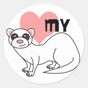 Liebe My Ferret - Weiß Runder Aufkleber